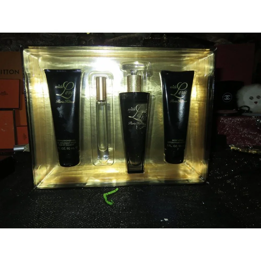 Paris Hilton 4 Pc Gift Set 3.4oz EDP Spray, Rollerball, Body Lotion & Shower Gel